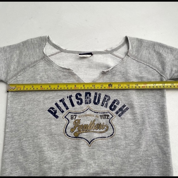 Pitt Panthers gray/navy raw edge neck sweatshirt - Picture 4 of 4